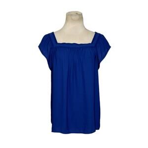 Loft blue short sleeves peasant tunic blouse size medium